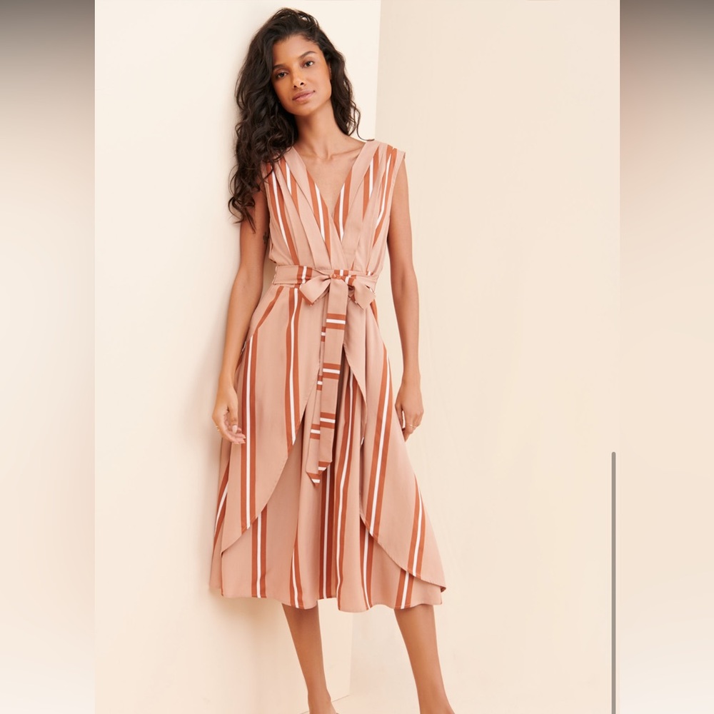 Sanica Dress Ada Stripe Faux Wrap Midi Dress
